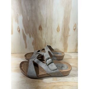 Eurosoft Taupe Suede Cross-Strap Sandals Women’s Size 6